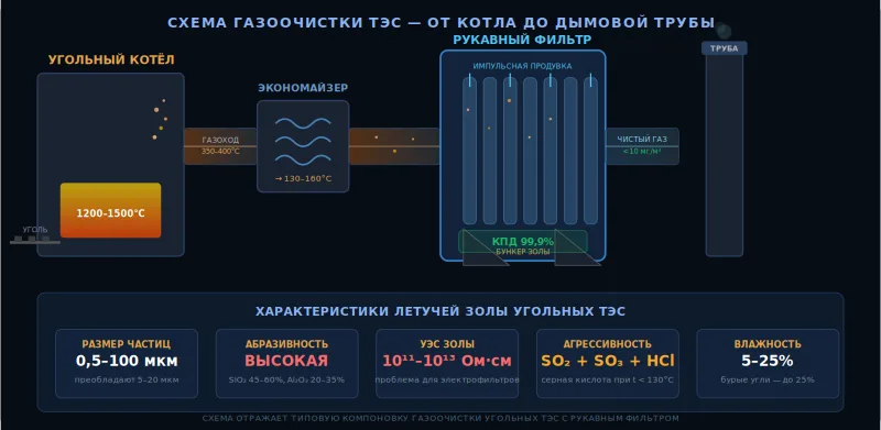 Очистка дымовых газов на ТЭС: выбор рукавов для золоулавливания